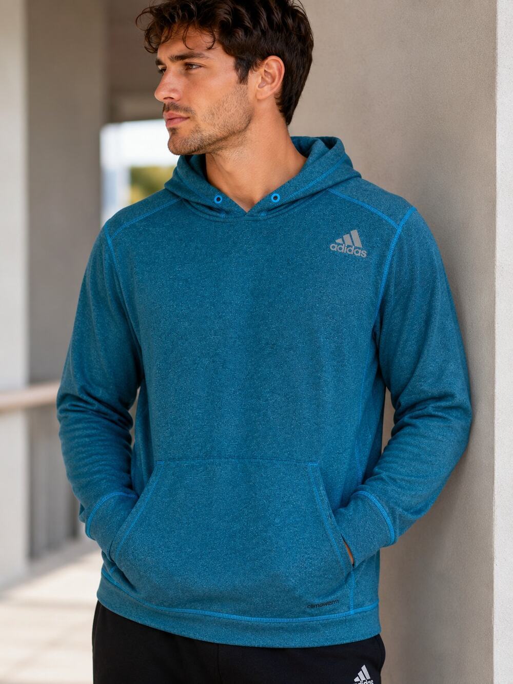 Adidas Men's Medium Teal Climawarm Hoodie Pullover